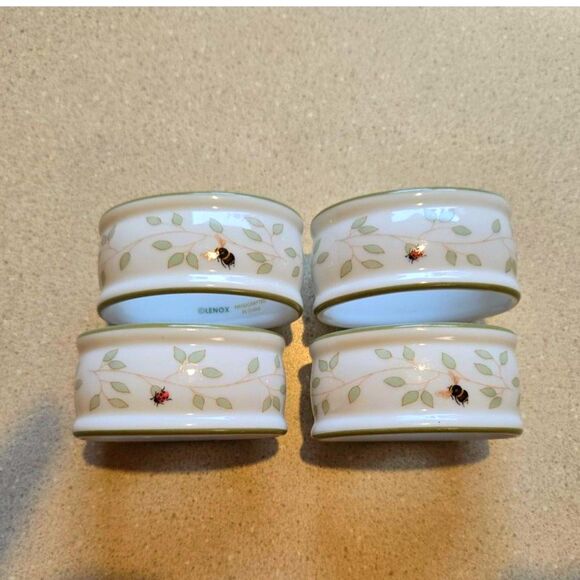 Vtg Lenox Butterfly Meadow Fine Porcelain Oval Napkin Rings Set of 4 - Picture 3 of 5